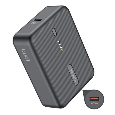 Budi Super mini Power bank Specifications: - Capacity: 10000mAh - Type-C : 22.5w PD port - USB A : 3.0 Quick Charge - Super mini & Light weight - Fast Charging