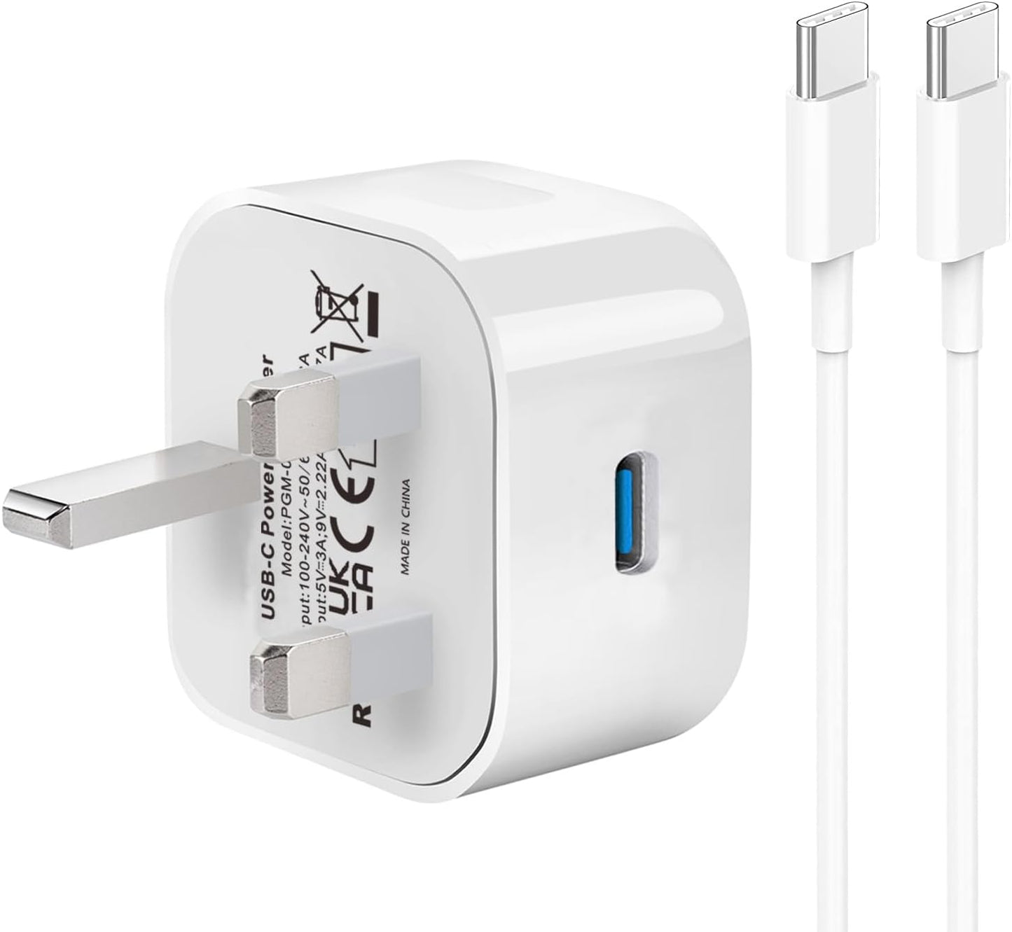 20W USB-C Fast Charger Plug and Cable Kit for Mobile Cell phone