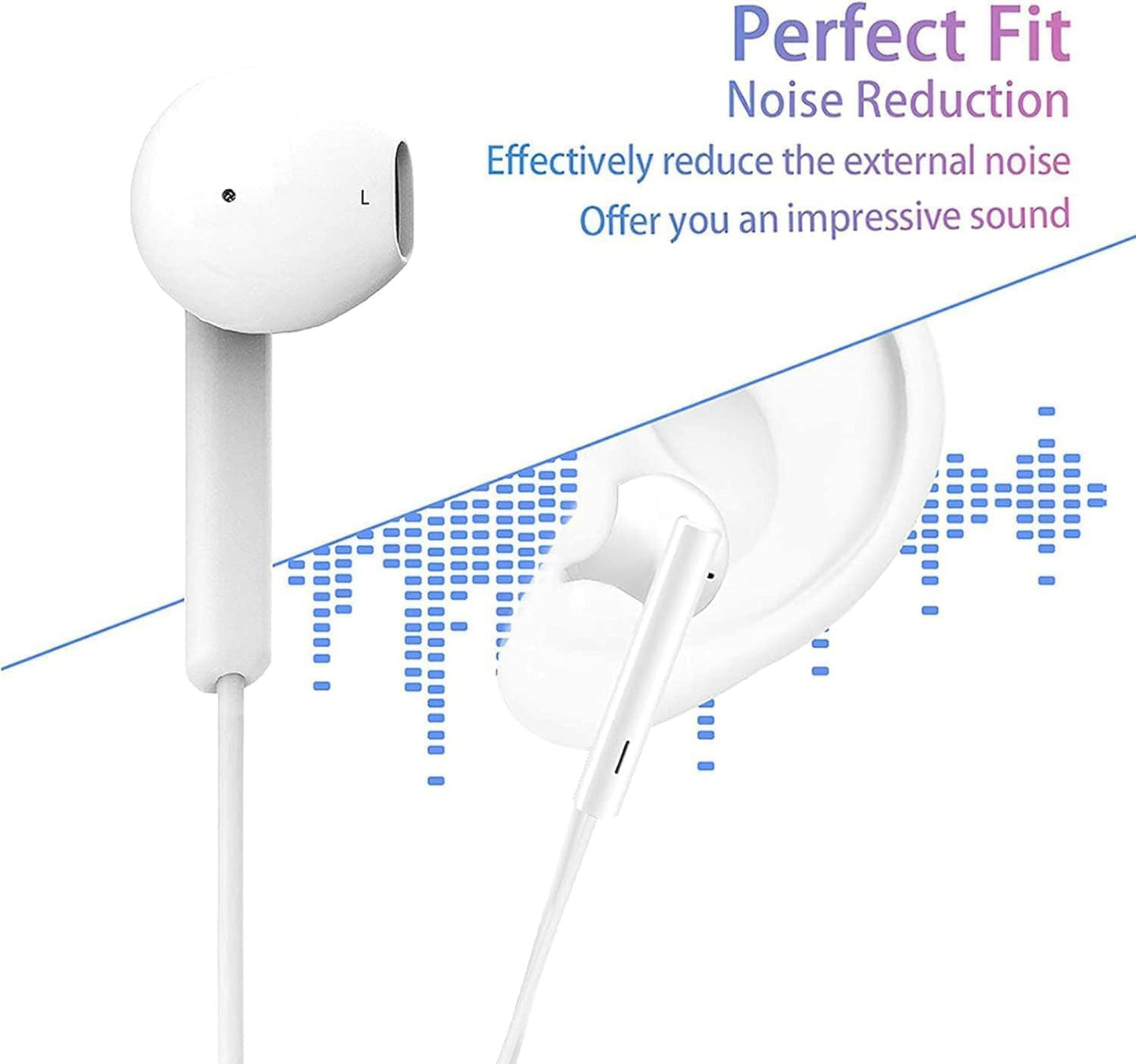 USB-C In-Ear Earphones with Mic & Volume Control, Hi-Fi Stereo Wired Earbuds: