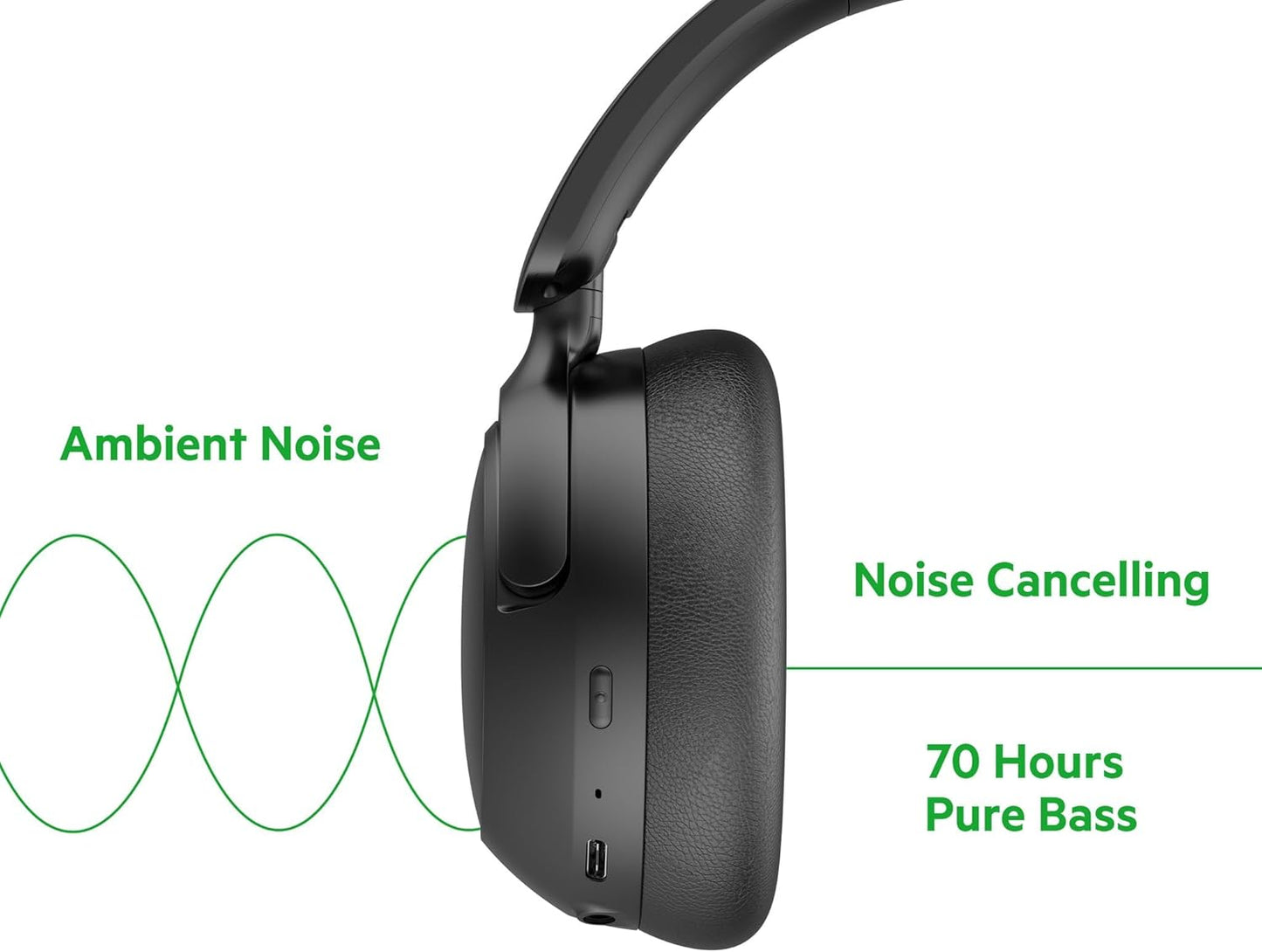 BUDI Wireless Noise Cancelling Stereo Earphones Black