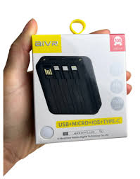 7500mAh Power Bank with Integrated Micro USB, iOS, Type-C, and USB Cables