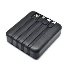 7500mAh Power Bank with Integrated Micro USB, iOS, Type-C, and USB Cables