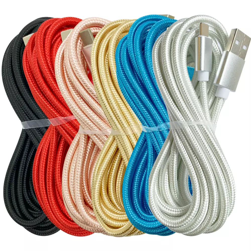 Pack of 3 (3 Metre) Long USB Super Fast Charger Cable for Type-C/IOS/MICRO/PD CABLES