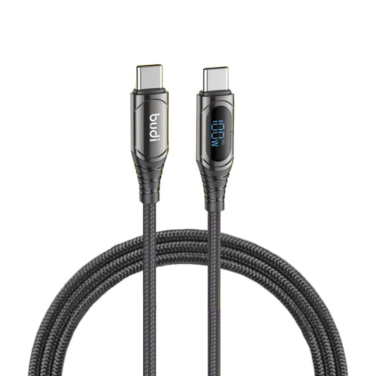 Budi PD100W Type-C to Type-C Charging Cable with LED Indicator and Zinc Alloy Braid, 1.5m for Mac book Pro/Air/Samsung , Huawei/Xiaomi